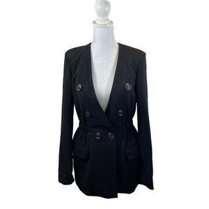 Vintage 80’s Ladies Ceci Brand Elastic Waist Jacket‎ with Leopard Print Detail M